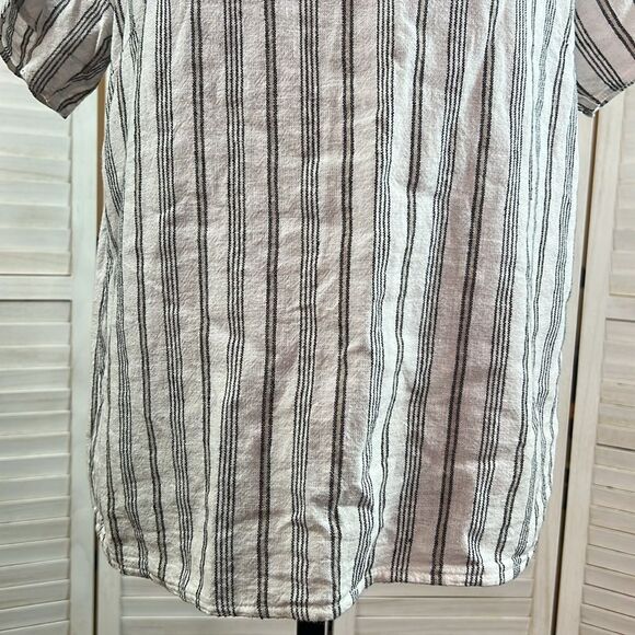 Ellen Tracy Linen Blend Ticking Stripe Tee Small - Picture 3 of 9